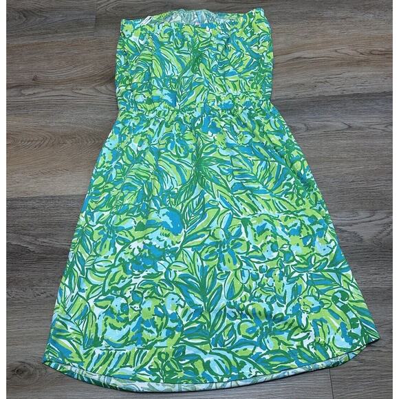 Lilly Pulitzer Windsor Strapless Mini Dress SMALL Fresh Citrus Green Pima Cotton - Picture 7 of 9